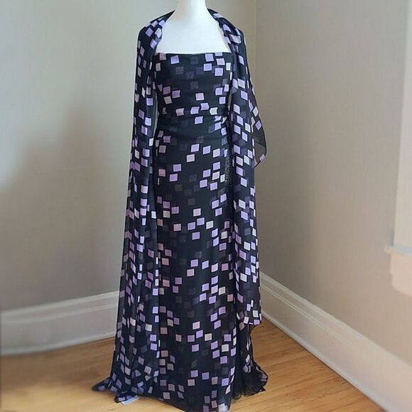 Vintage Y2K Badgley Mischka Gown Strapless Designer Beaded Sheer Wrap Siren 4 - Picture 9 of 15